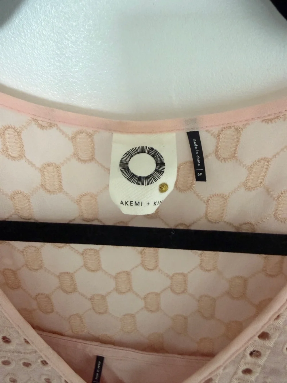 Anthropologie Blush Pink Eyelet Lace Dress, 6P - Picture 3 of 6
